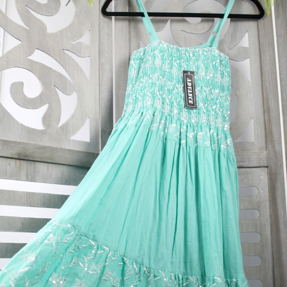 Advance Apparels Dress Boho Beach Blue Free Size